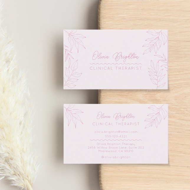Modern Script Pale Blush Pink Therapist Visitenkarte (Von Creator hochgeladen)