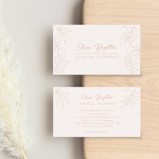 Modern Script Pale Tan Peach Therapist Visitenkarte
