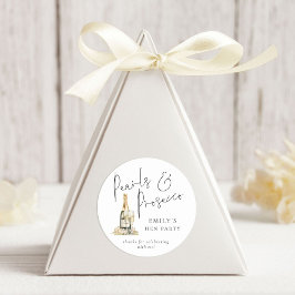 Modern Script Pearls Prosecco Hen Party Dank Runder Aufkleber