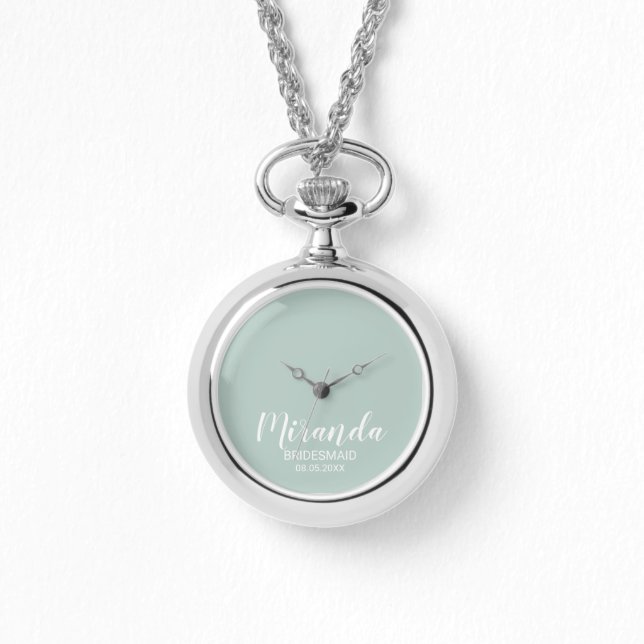 Modern Script Personalisiert Bridesmaid Armbanduhr (Vorderseite)
