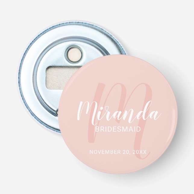 Modern Script Personalisiert Bridesmaid Flaschenöffner (Vorderseite)