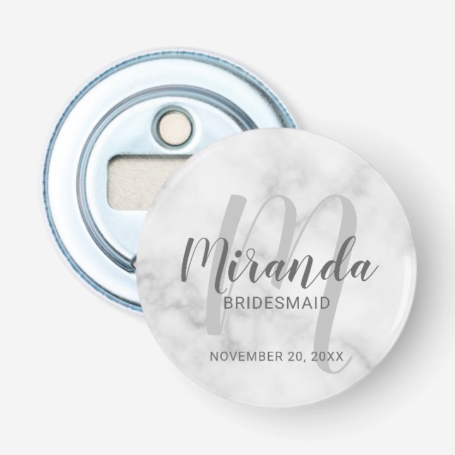 Modern Script Personalisiert Bridesmaid Flaschenöffner (Vorderseite)