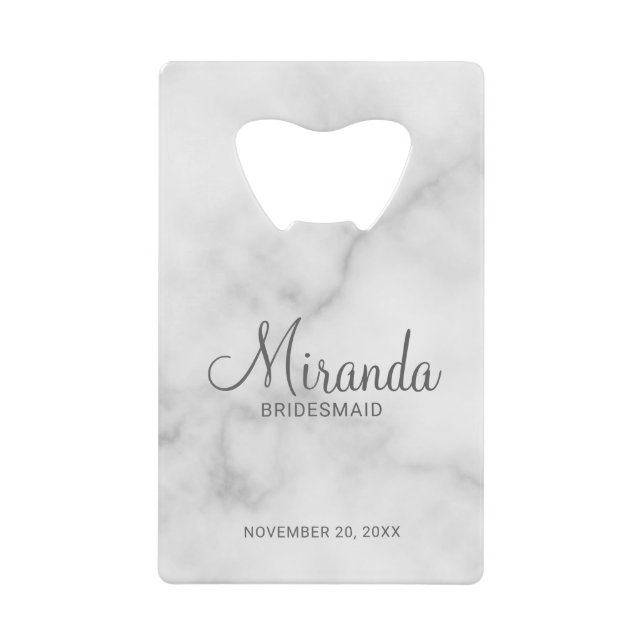 Modern Script Personalisiert Bridesmaid Geldbeutel Flaschenöffner (Vorderseite)