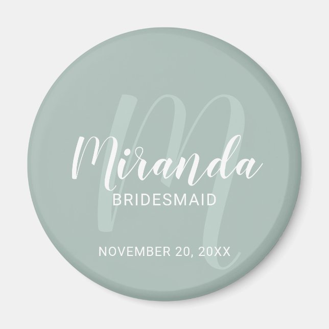 Modern Script Personalisiert Bridesmaid Magnet (Vorne)