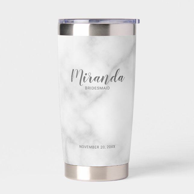 Modern Script Personalisiert Bridesmaid Name Thermobecher (Links)