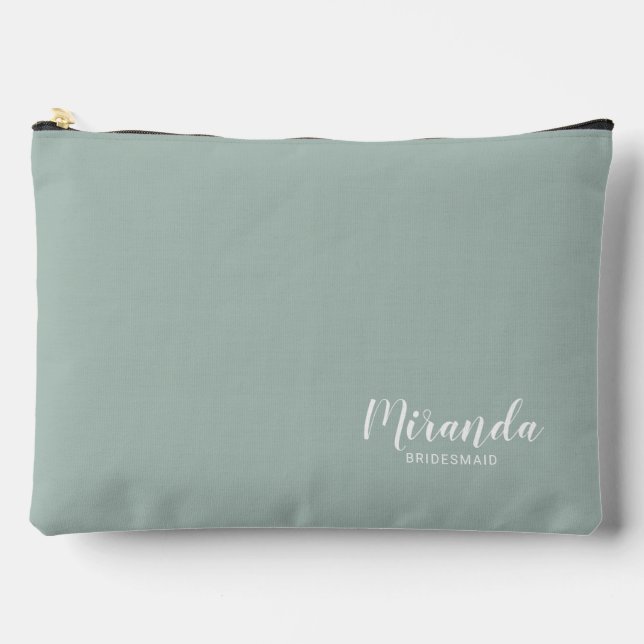 Modern Script Personalisiert Bridesmaid Name Zubehörtasche (Vorderseite)