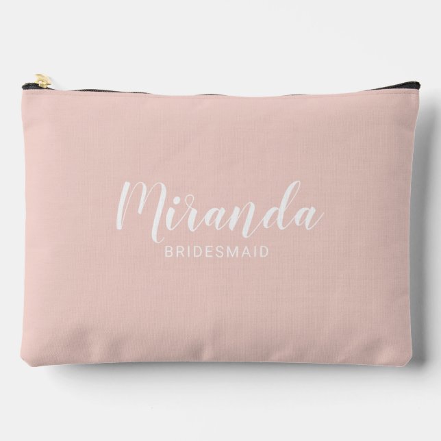 Modern Script Personalisiert Bridesmaid Name Zubehörtasche (Vorderseite)