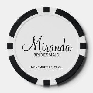 Modern Script Personalisiert Bridesmaid Pokerchips