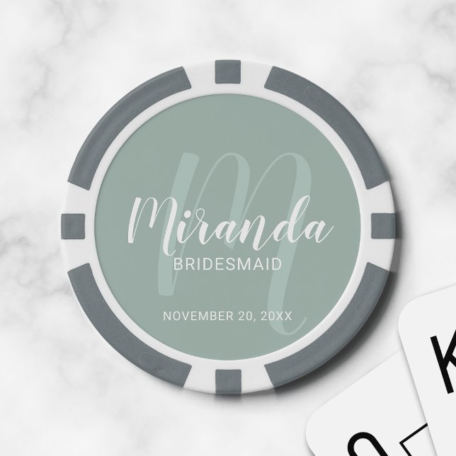 Modern Script Personalisiert Bridesmaid Pokerchips (Von Creator hochgeladen)