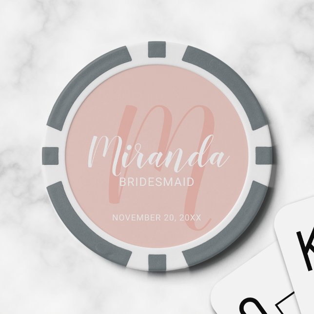 Modern Script Personalisiert Bridesmaid Pokerchips (Von Creator hochgeladen)