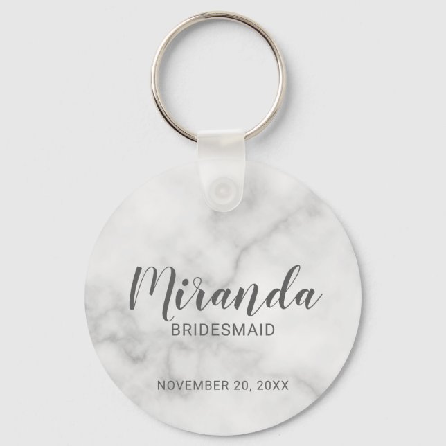 Modern Script Personalisiert Bridesmaid Schlüsselanhänger (Vorderseite)