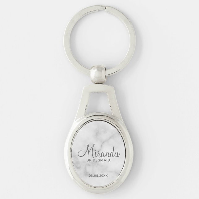 Modern Script Personalisiert Bridesmaid Schlüsselanhänger (Vorderseite)
