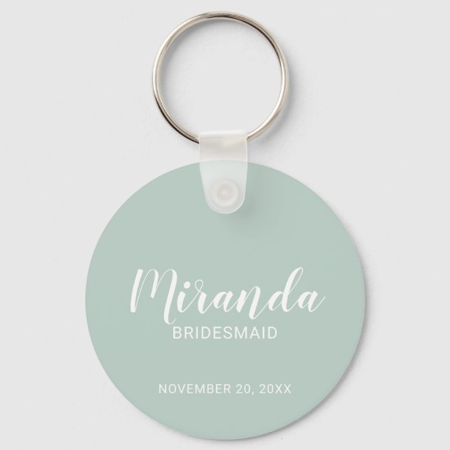 Modern Script Personalisiert Bridesmaid Schlüsselanhänger (Vorderseite)