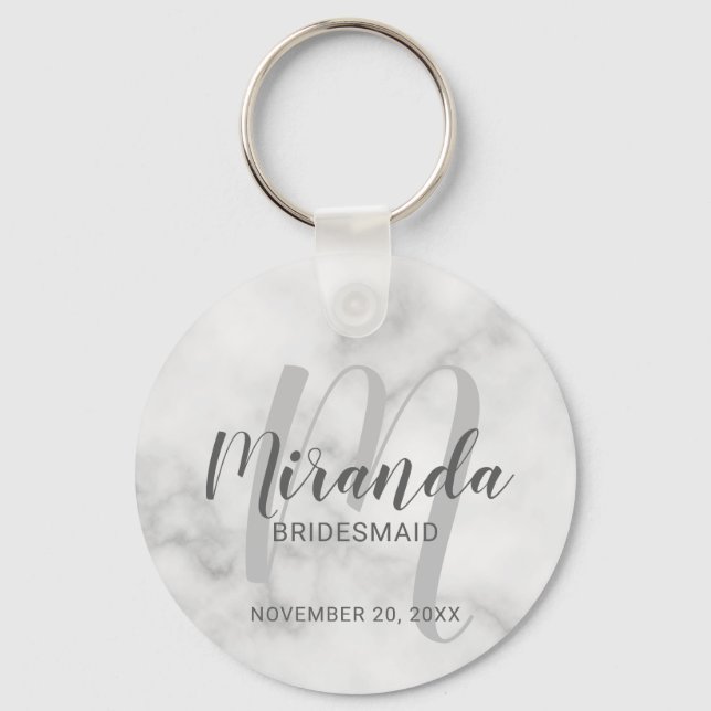 Modern Script Personalisiert Bridesmaid Schlüsselanhänger (Vorderseite)