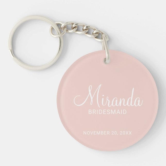 Modern Script Personalisiert Bridesmaid Schlüsselanhänger (Vorderseite)