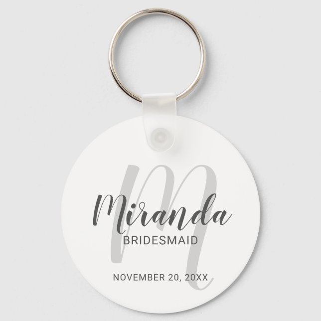 Modern Script Personalisiert Bridesmaid Schlüsselanhänger (Vorderseite)