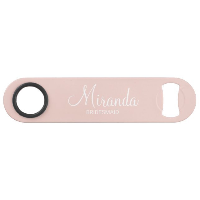 Modern Script Personalisiert Bridesmaid Speed Flaschenöffner (Vorderseite (Horizontal))