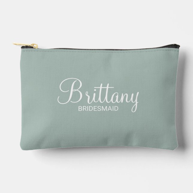 Modern Script Personalisiert Bridesmaid Zubehörtasche (Vorderseite)