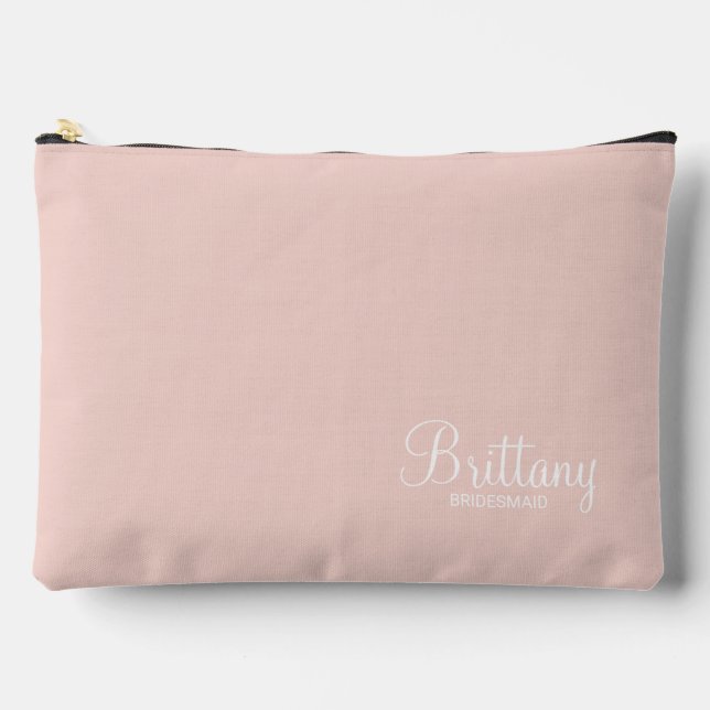 Modern Script Personalisiert Bridesmaid Zubehörtasche (Vorderseite)