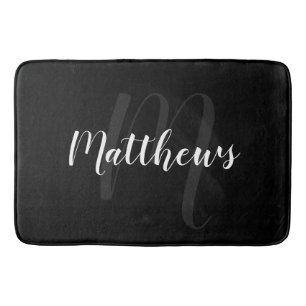Modern Script Personalisiert Monogram und Familien Badematte