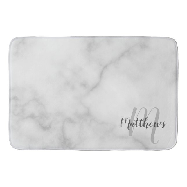 Modern Script Personalisiert Monogram und Familien Badematte (Vorderseite)