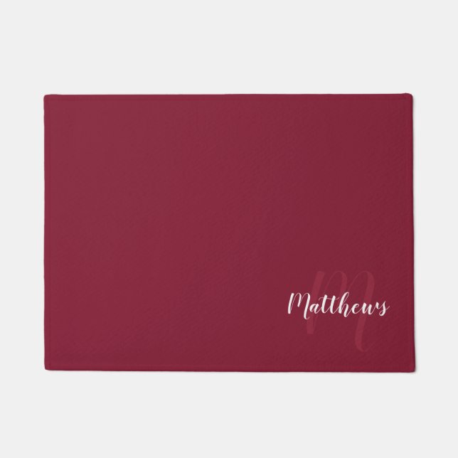 Modern Script Personalisiert Monogram und Familien Fußmatte (Vorderseite)
