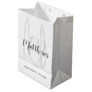 Modern Script Personalisiert Monogram und Familien Mittlere Geschenktüte
