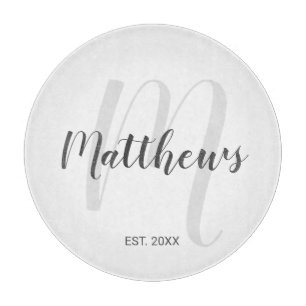 Modern Script Personalisiert Monogram und Familien Schneidebrett