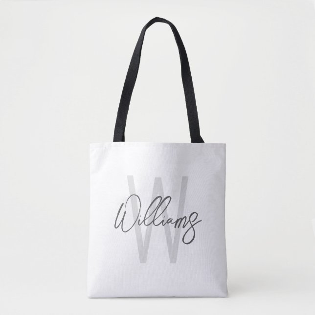Modern Script Personalisiert Monogram und Name (Vorderseite)