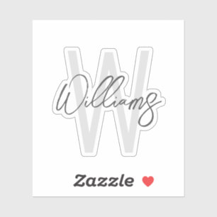 Modern Script Personalisiert Monogram und Name Aufkleber