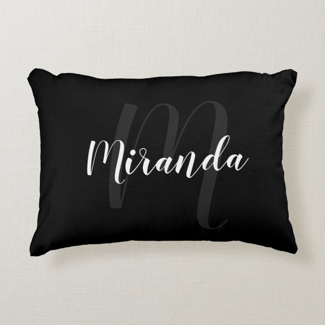 Modern Script Personalisiert Monogram und Name Bla Dekokissen (Vorderseite)