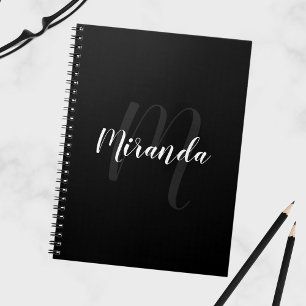 Modern Script Personalisiert Monogram und Name Bla Notizblock