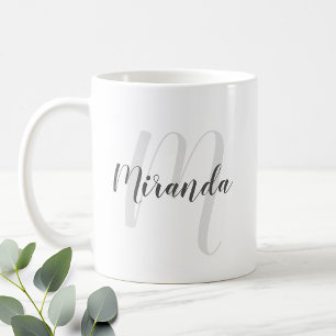 Modern Script Personalisiert Monogram und Name Cof Kaffeetasse