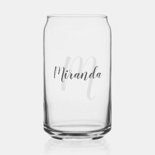 Modern Script Personalisiert Monogram und Name Dosenglas