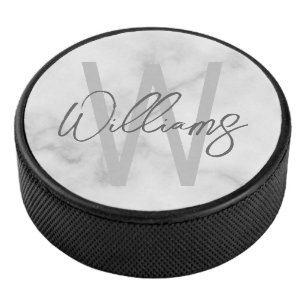 Modern Script Personalisiert Monogram und Name Eishockey Puck