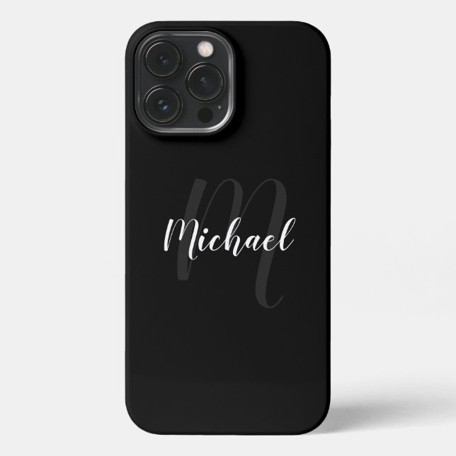 Modern Script Personalisiert Monogram und Name iPhone Hülle (Rückseite)