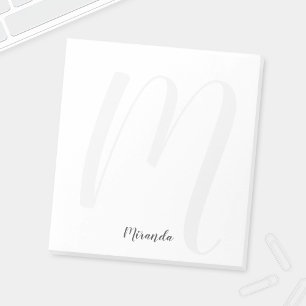 Modern Script Personalisiert Monogram und Name Notizblock