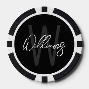 Modern Script Personalisiert Monogram und Name Pokerchips