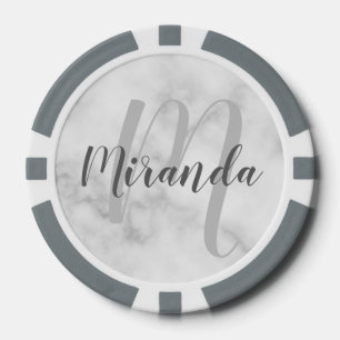 Modern Script Personalisiert Monogram und Name Pokerchips
