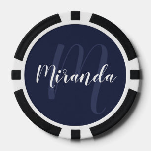 Modern Script Personalisiert Monogram und Name Pokerchips