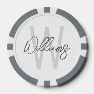 Modern Script Personalisiert Monogram und Name Pokerchips