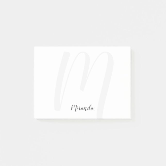 Modern Script Personalisiert Monogram und Name Post-it Klebezettel (Vorderseite)