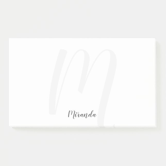 Modern Script Personalisiert Monogram und Name Post-it Klebezettel (Vorderseite)