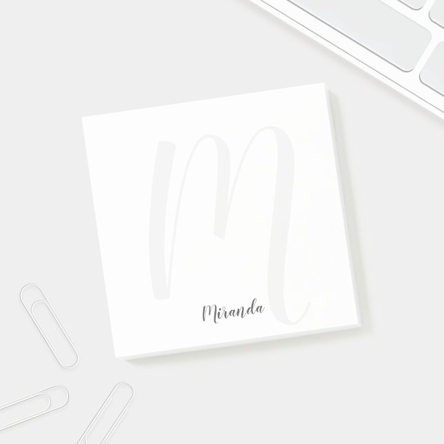 Modern Script Personalisiert Monogram und Name Post-it Klebezettel (Von Creator hochgeladen)