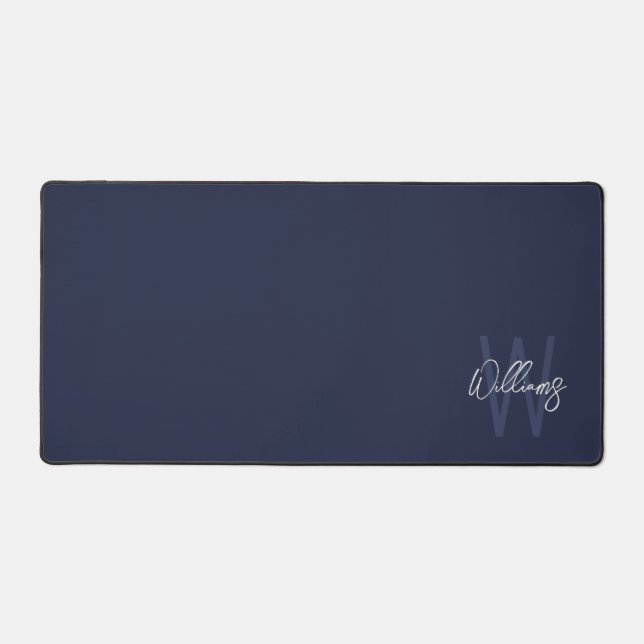Modern Script Personalisiert Monogram und Name Schreibtischunterlage (Vorderseite)
