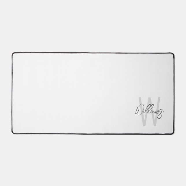 Modern Script Personalisiert Monogram und Name Schreibtischunterlage (Vorderseite)