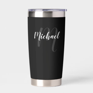 Modern Script Personalisiert Monogram und Name Thermobecher