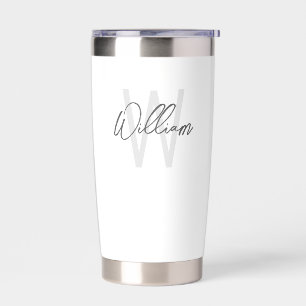 Modern Script Personalisiert Monogram und Name Thermobecher