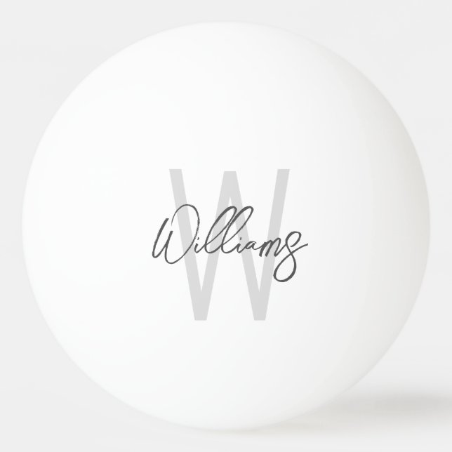 Modern Script Personalisiert Monogram und Name Tischtennisball (Vorderseite)