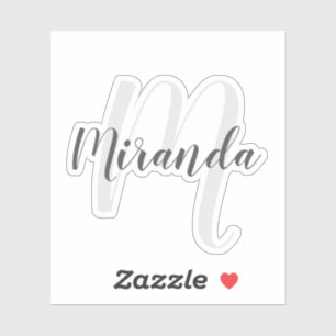 Modern Script Personalisiert Monogramm und Name Aufkleber